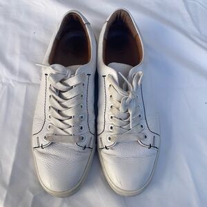 Frye Kerry low white lace sneaker, leather shoe size 8 women, white leather
